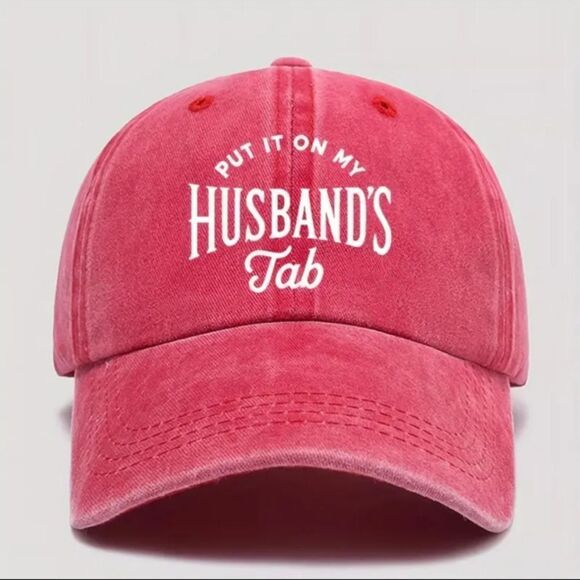 Ladies "Put It On My Husband's Tab" Baseball Hat Cap with Adjustable Size Buckle - Picture 1 of 2